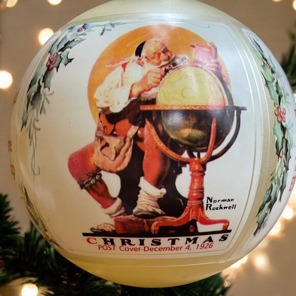 NORMAN ROCKWELL SATURDAY EVENING POST CHRISTMAS 89 GLASS ORNAMENT ORIG BOX VINTA - Picture 9 of 10
